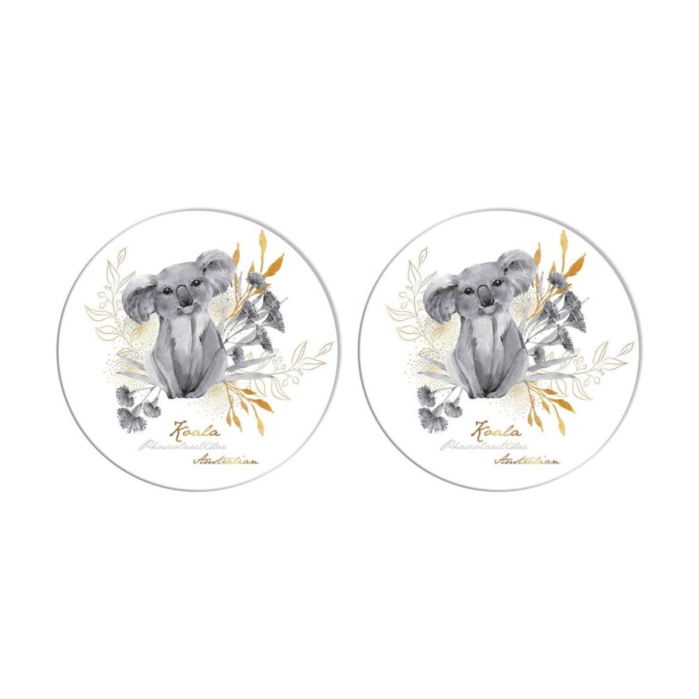 LMD Koala Ceramic Surface Protector Trivet Home Decor Round 25cm Black/White (2 Pack)