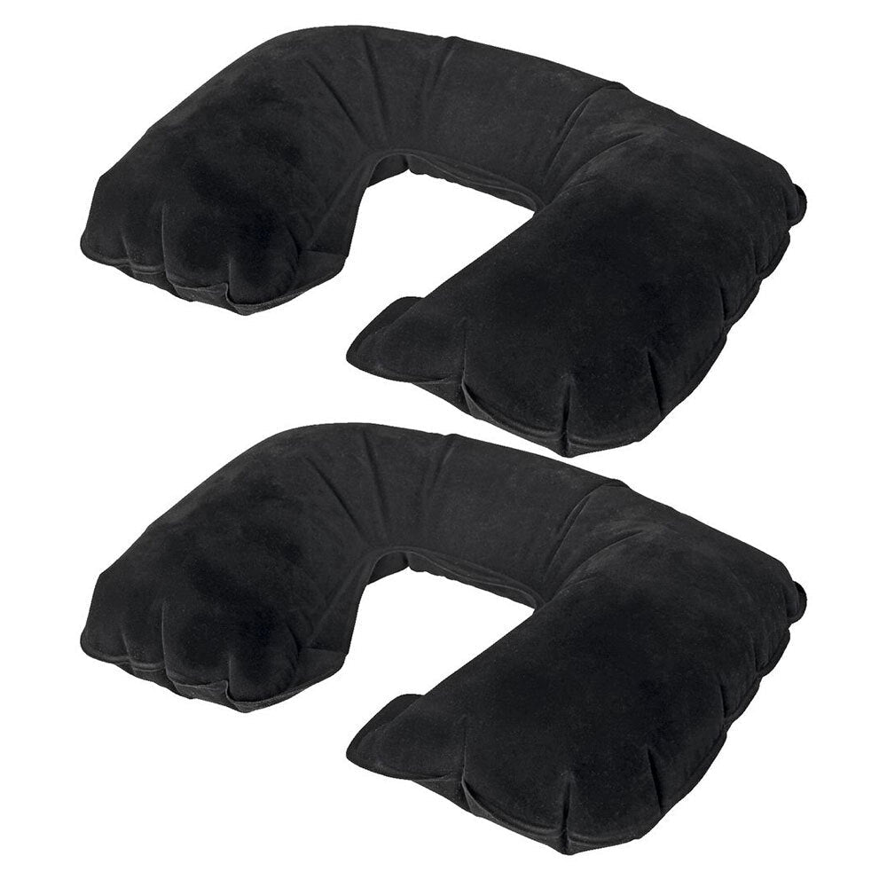 Crest Sleep Anywhere Inflatable Neck Pillow Travel/Flight Support Cushion BK (2 Pack)