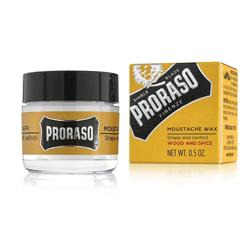 Proraso Moustache Wax Men's Grooming Essentials Cedar Wood & Spice Scent 15ml