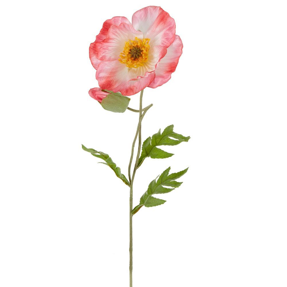 Belle Poppy Stem 68cm Fabric/Plastic Artificial Flower Fake/Faux Plant Pink