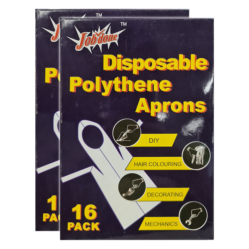 Jobdone Multi Purpose One Size Disposable Polyethylene Aprons f/ Cooking/Painting (32 Pieces)