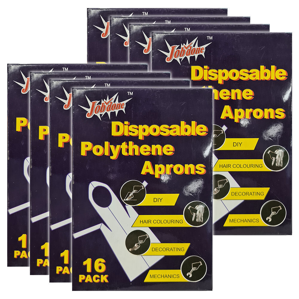 Jobdone Multi Purpose One Size Disposable Polyethylene Aprons f/ Cooking/Painting (128 Pieces)