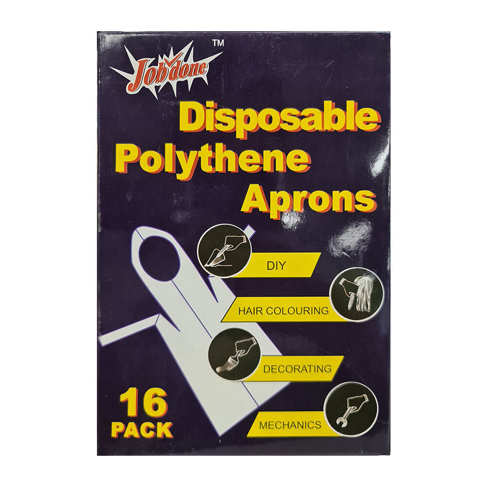 Jobdone Multi Purpose One Size Disposable Polyethylene Aprons f/ Cooking/Painting (16 Pieces)