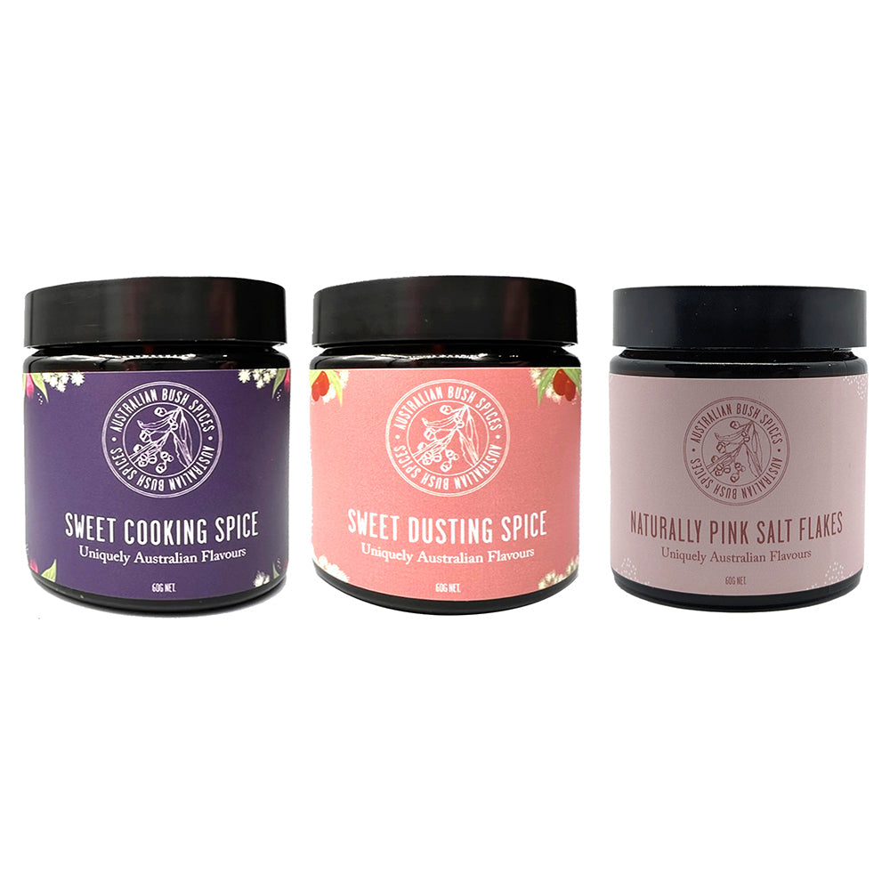 Australian Bush Spices Salt Flakes/Pink Sweet Dusting/Sweet Cooking Spices
