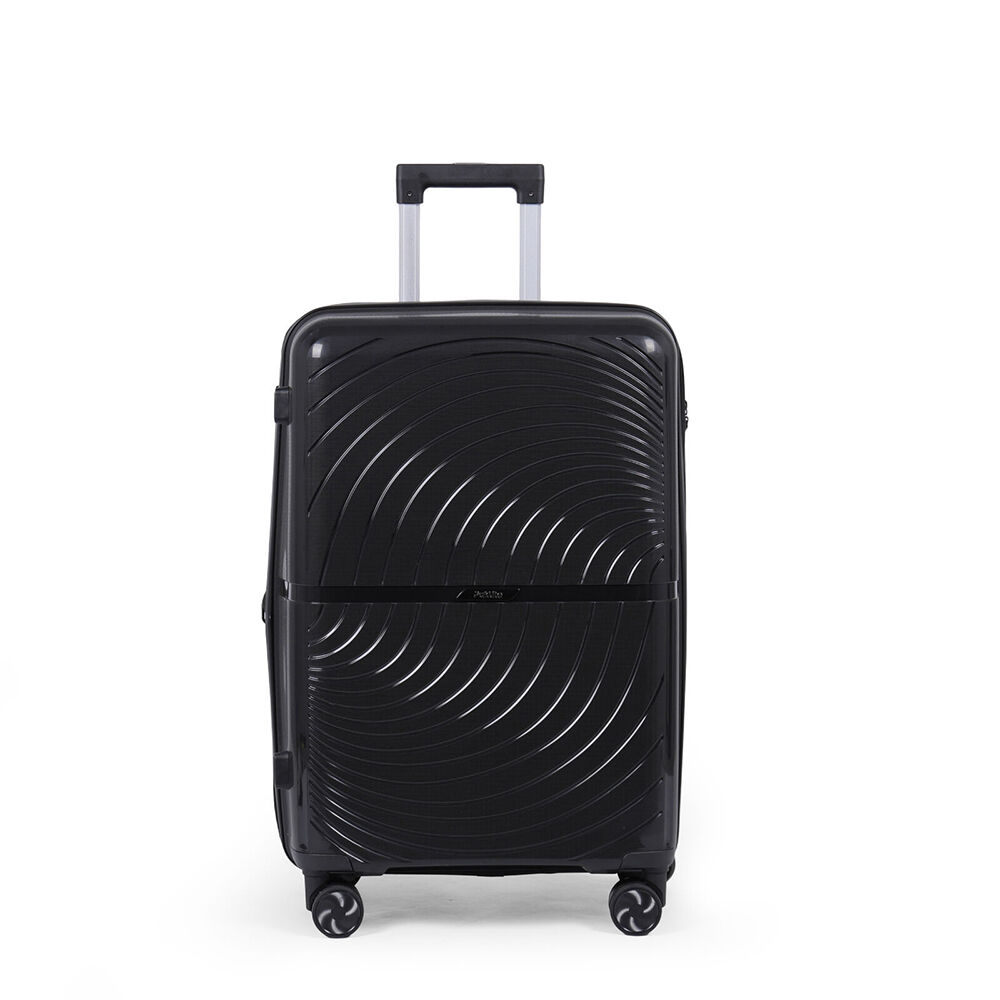 Paklite 65x43cm Black Suitcase Lightweight Solar Medium Travel Luggage