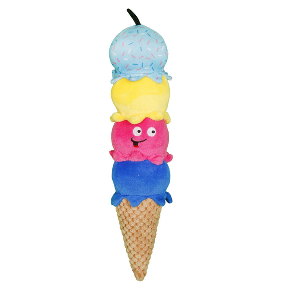 Pro Pet Care Assorted Ice Cream Cone Plush Dog Toy 4 Detachable Squeaky Scoops