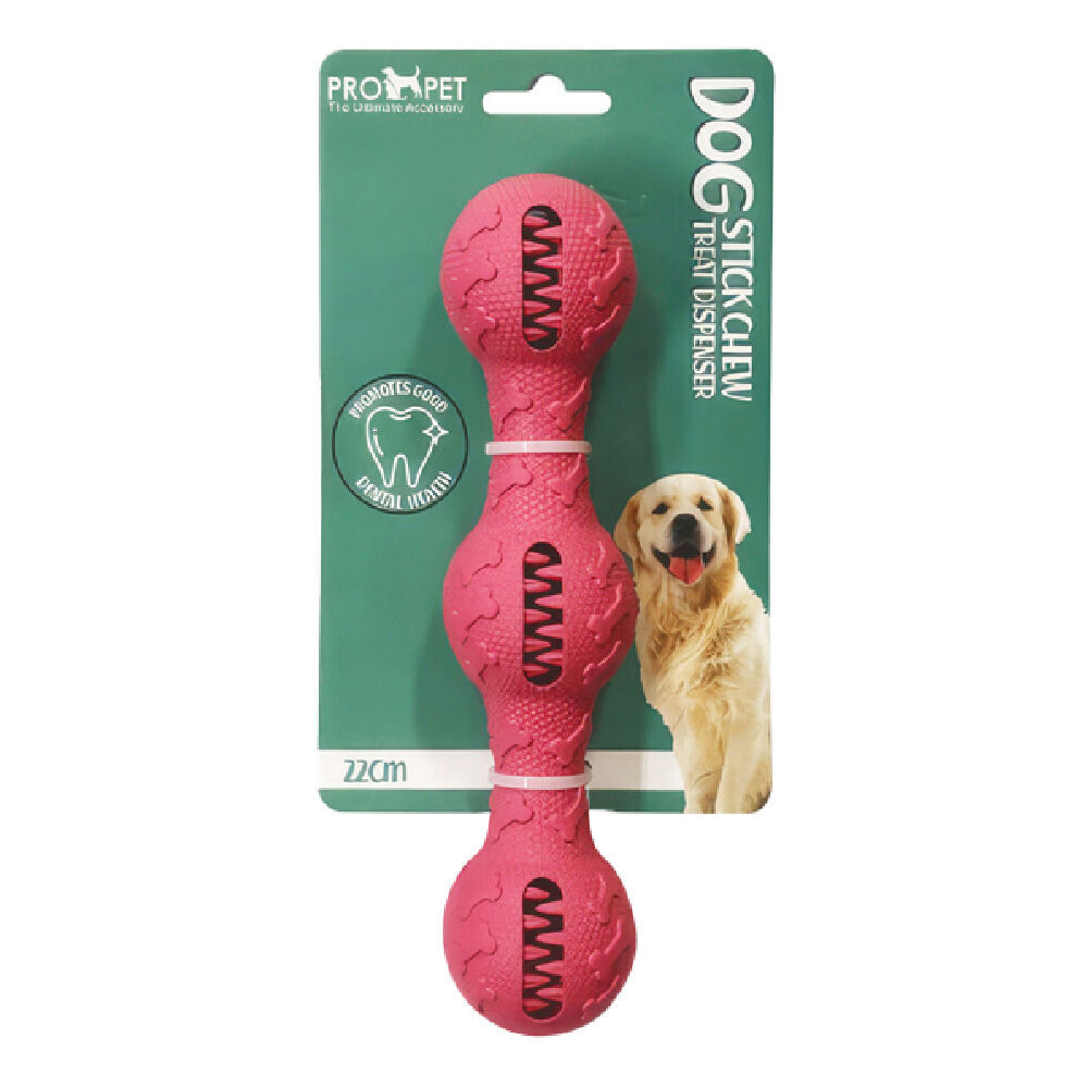 Pro Pet Care Stick Chew Treat Dispenser Teeth Cleaning Dog Toy 22cm Assorted (2 Pack)