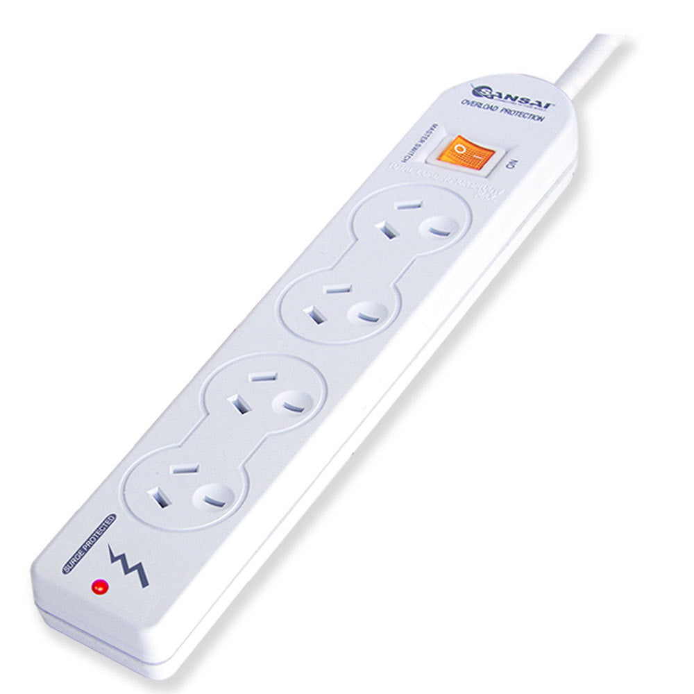 Sansai 4-Way Power Board Overload/Surge Protection/Master Switch 10A 1m Cord — image 2