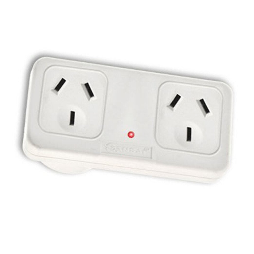 Sansai Horizontal Right Side Powerpoint Double Surge Protector Adaptor/Outlet/AU — image 2