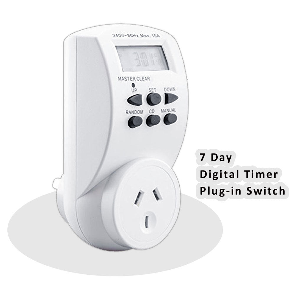Sansai 7 Day/24hrs Outlet/Powerplug Digital Timer 2400W 240V 10A Max LCD WHT (2 Pack) — image 2