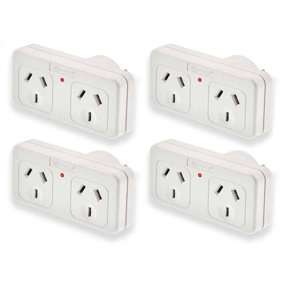 Sansai 4PK Left Hand Standard 10A Flat Panel Double Adaptor Adapter AU NZ Plug