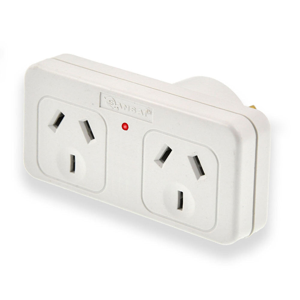 Sansai 2PK Right Hand Standard 10A Flat Panel Double Adaptor Adapter AU NZ Plug — image 2