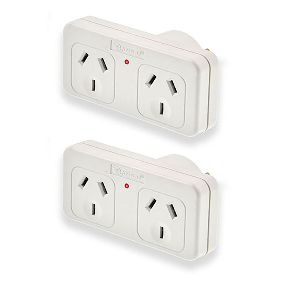 Sansai 2PK Right Hand Standard 10A Flat Panel Double Adaptor Adapter AU NZ Plug