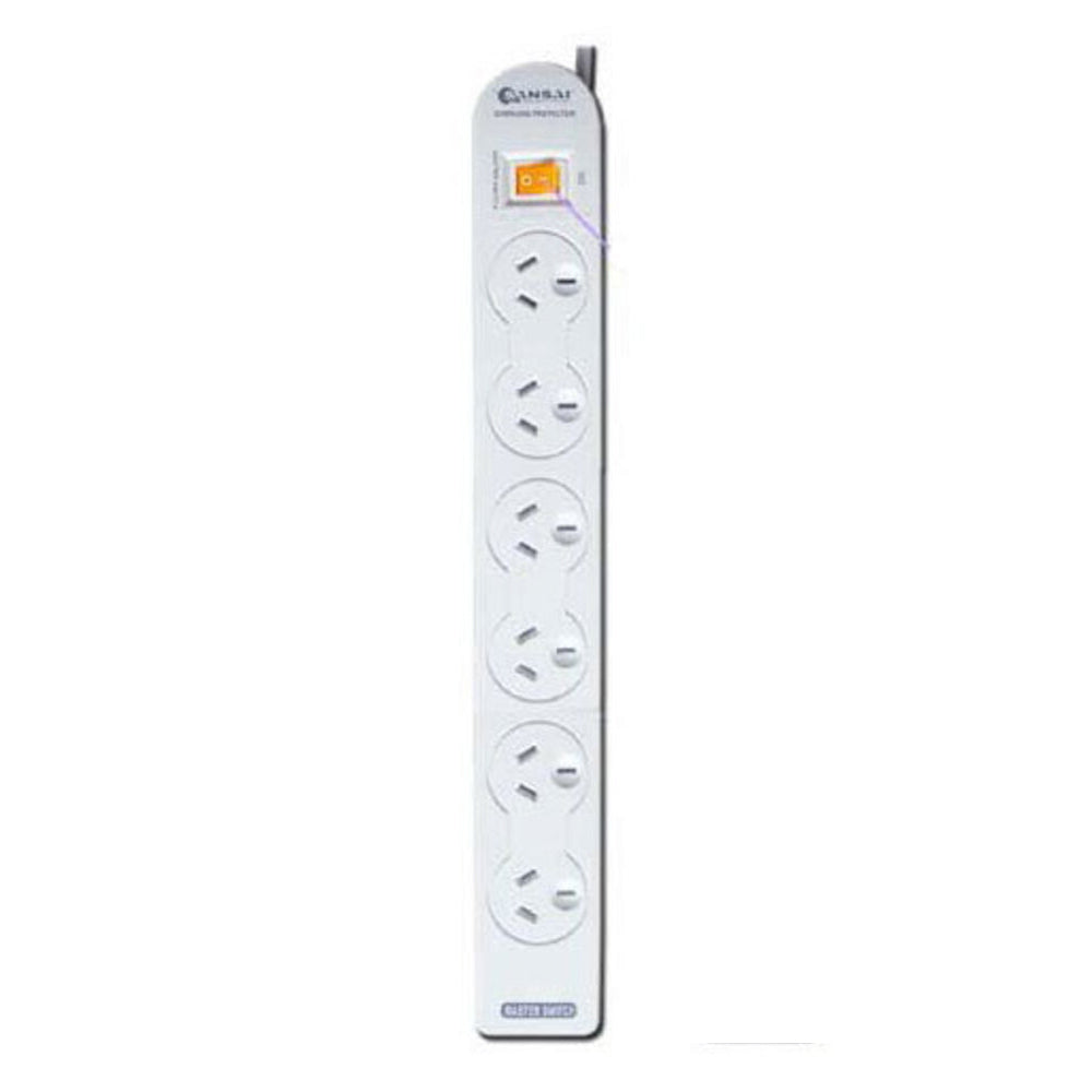 Sansai 6 Way Power Board Outlets/Socket w/ Overload Protection/1m Cord/Lead (2 Pack) — image 3