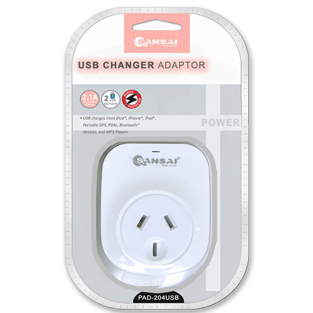 Sansai 2.1A 2xUSB Outlets Surge Protection Charger Adapter f/ iPhone/iPad/iPod — image 2