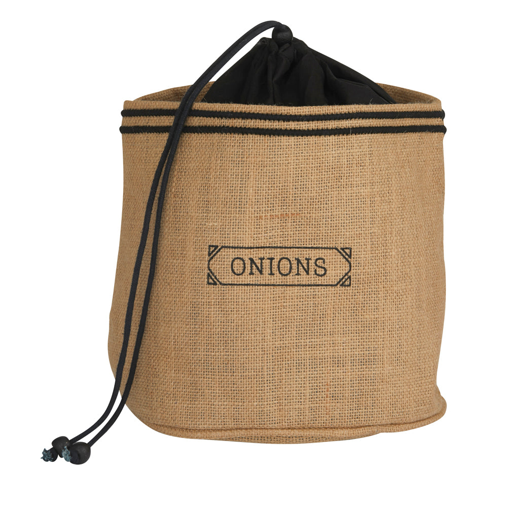 Davis & Waddell Onion Sack Storage Kitchen Pantry Organiser 20x15cm Natural/BLK