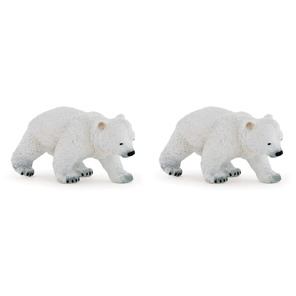 Papo France Walking Polar Bear Cub 8cm Figurine Collectible Kids Toy White (2 Pack)