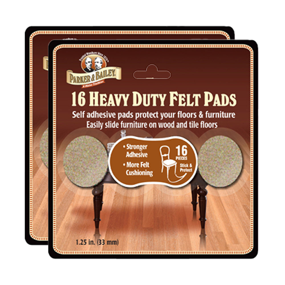 Parker & Bailey 30mm Heavy Duty Adhesive Felt Pads Floor Protector Round (32 Pieces)