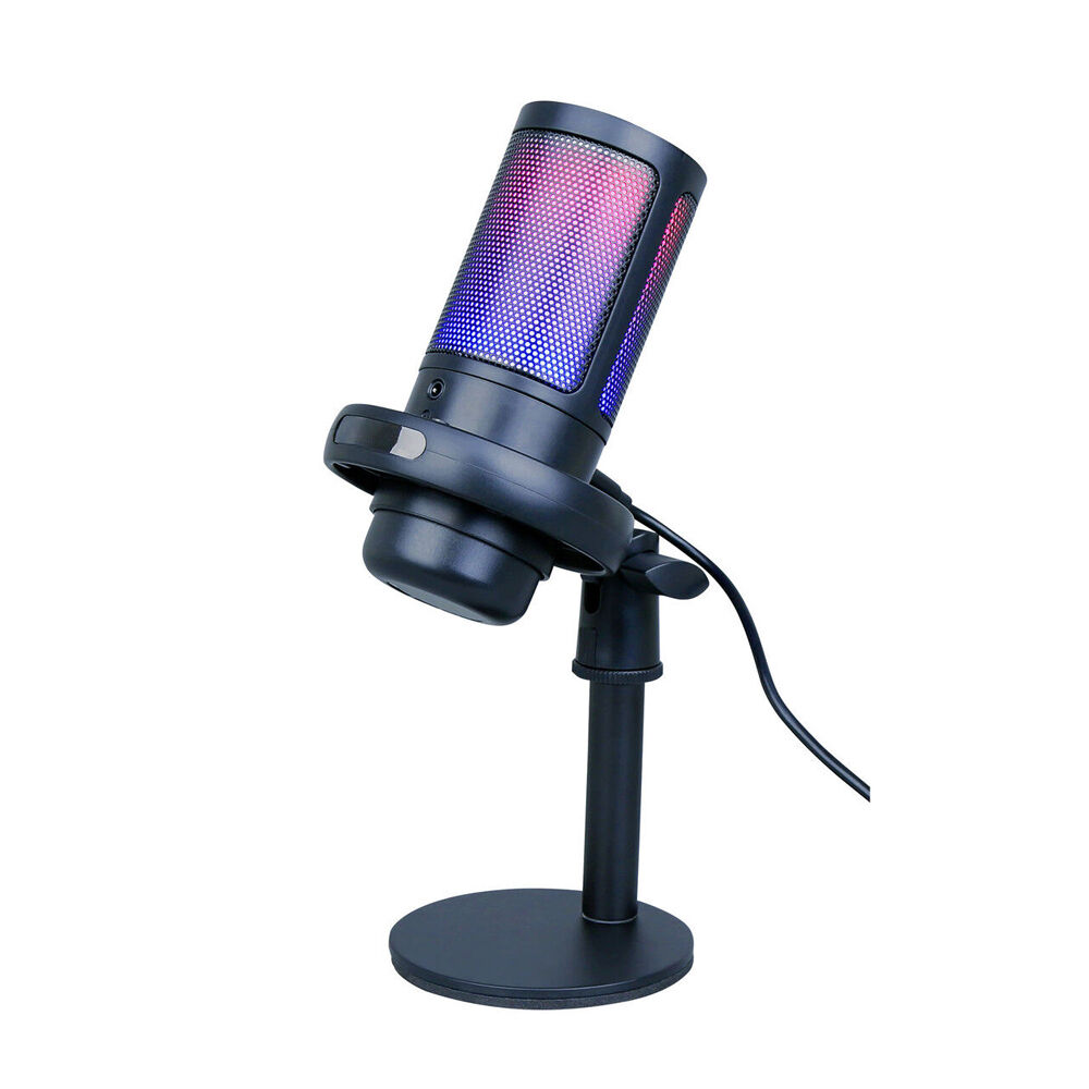 Laser Gaming RGB Lighting Streaming Microphone w/ Headphone Jack & Pop Filter