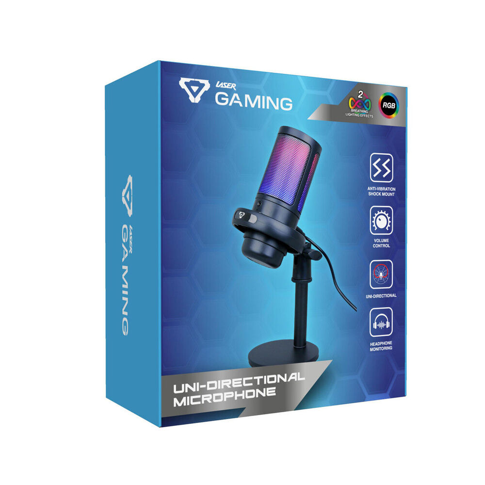 Laser Gaming RGB Lighting Streaming Microphone w/ Headphone Jack & Pop Filter — image 4