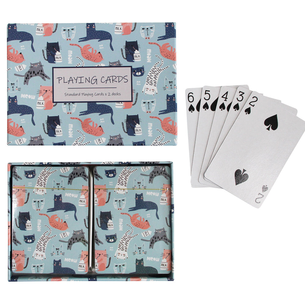 LVD Cat Life Paper Playing Cards 2-Deck Traditional Play Poker Game w Box
