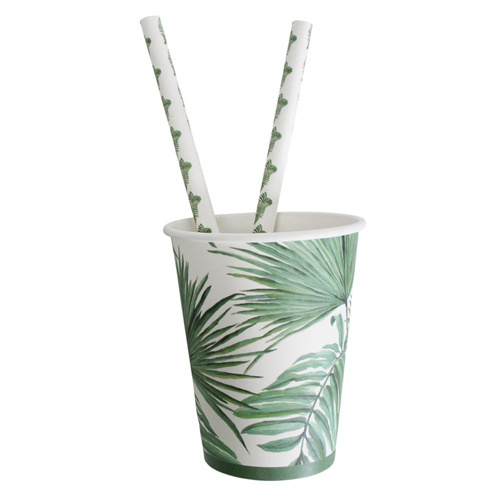 LVD Disposable 20cm Paper Drinking Straw Picnic/Party Drinkware Tropics Green (20 Pieces) — image 2