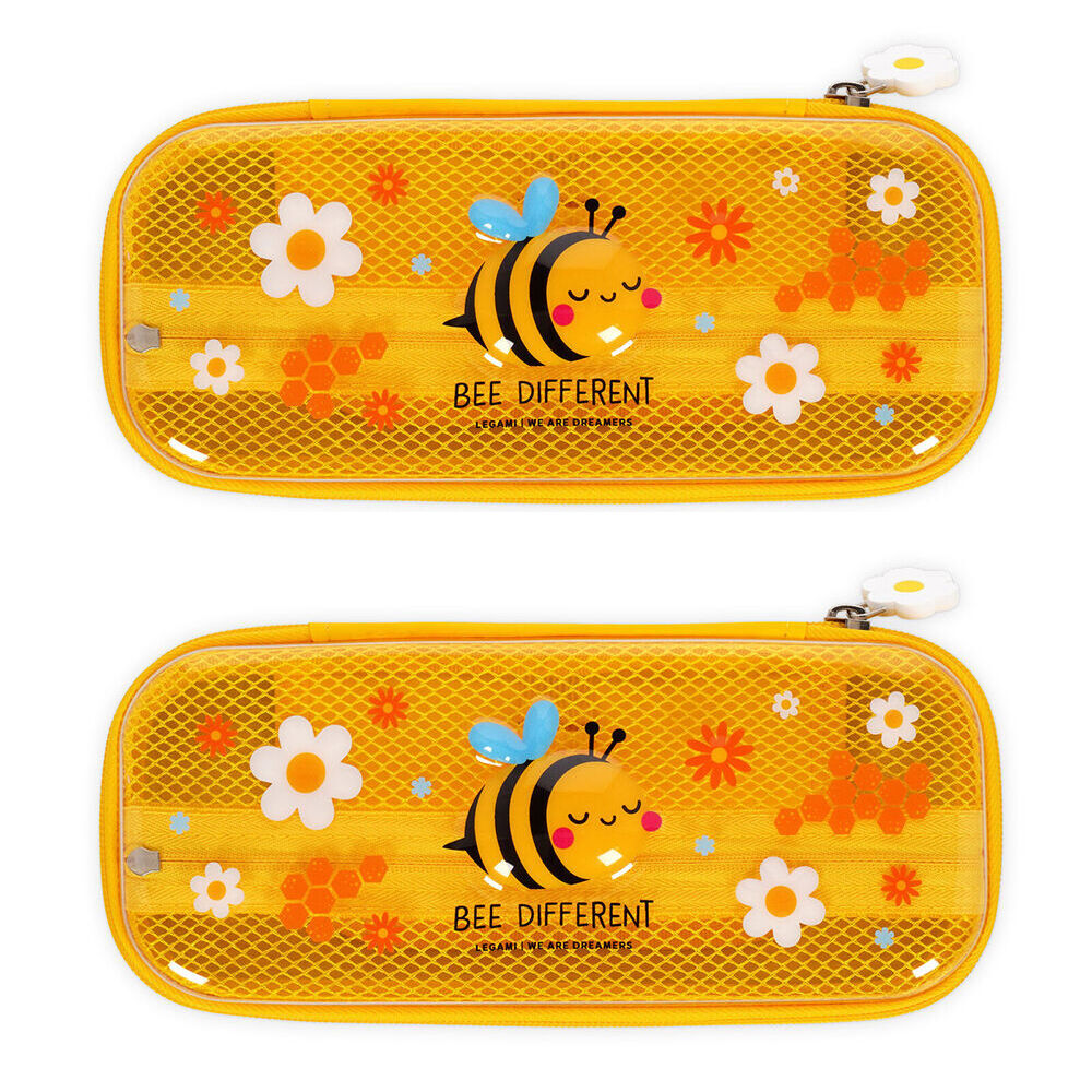 Legami Wonderwow Pencil Case Stationery Organiser 50x23cm Yellow Bee (2 Pack)