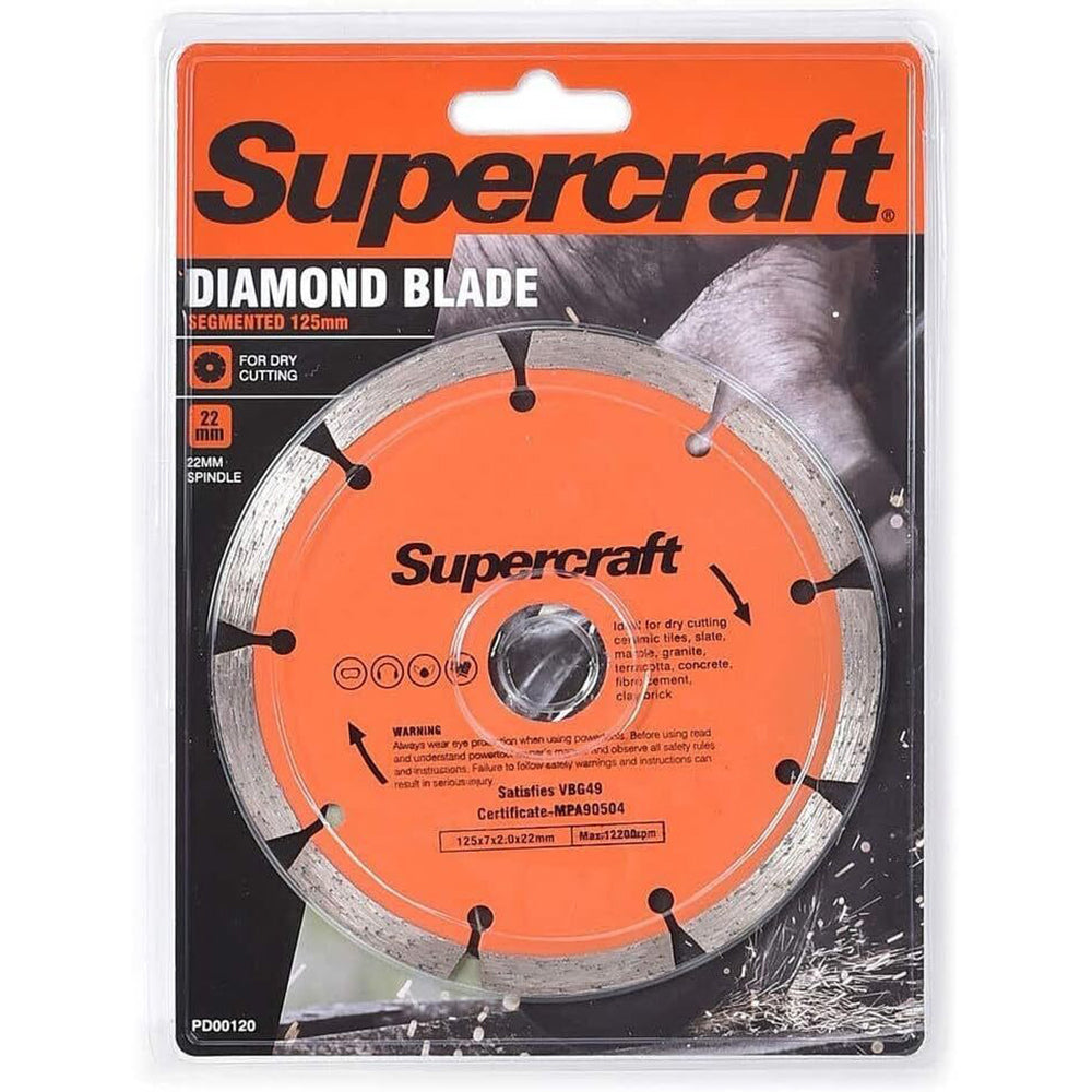 Supercraft Dry Cutting 125mm Segmented Rim Diamond Blade For 22mm Spindle