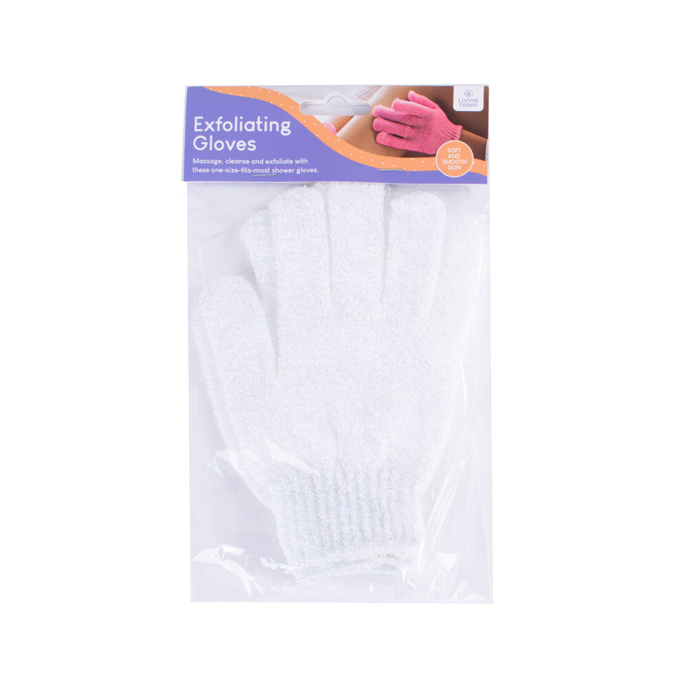 Living Today Exfoliating Shower Body Cleaning Hand Scrub Gloves Assorted (6 Pack) — image 3