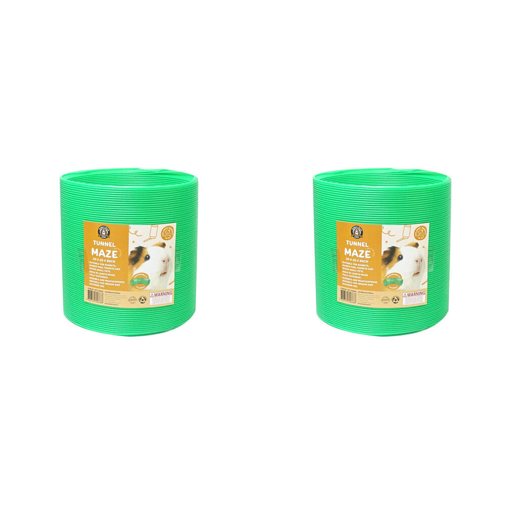 Dudley's World of Pets Small Animal Tunnel Pet Rat/Hamster Toy 20cm Green (2 Pack)