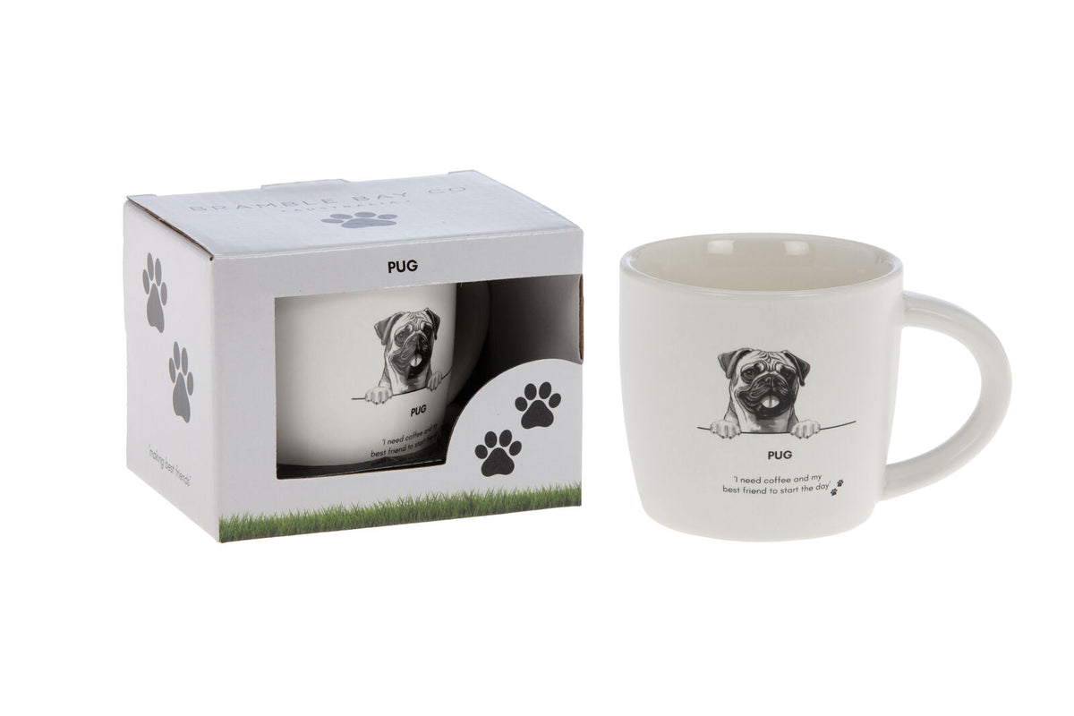 Bramble Bay Pug Dog Print Novelty/Coffee Mug White (4 Pack) — image 2