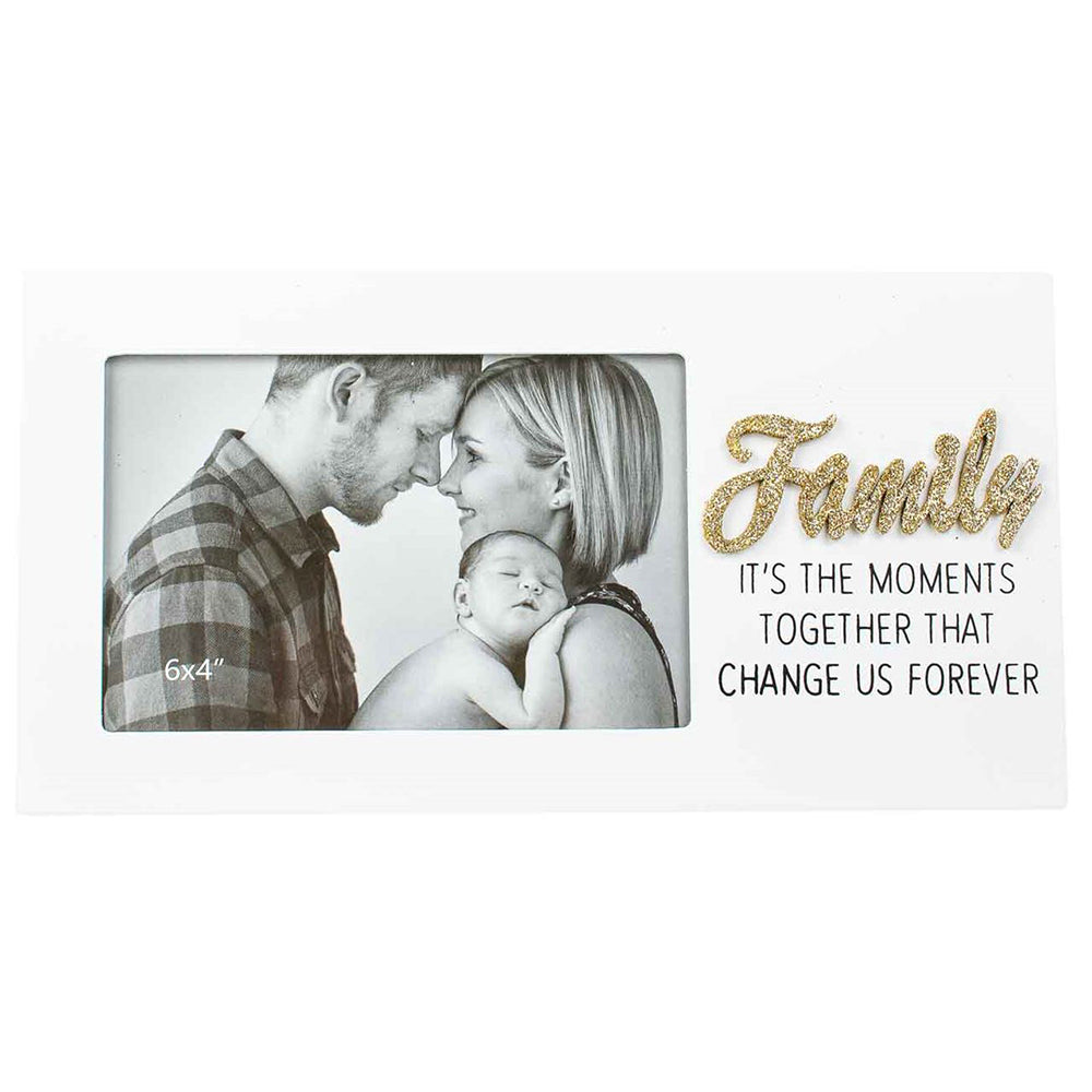 LMD Family Gold Glitter Wooden Photo Picture Frame 6x4" Keepsake Novelty Display