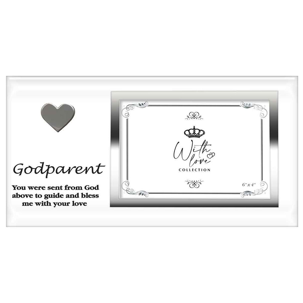 LMD Godparent Heart Frame With Love 6x4 Inch Keepsake Novelty Photo Frame Display