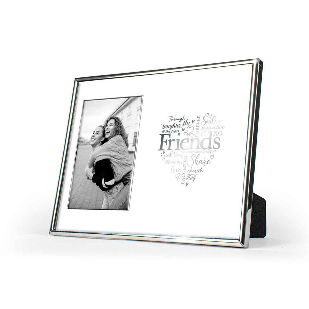 LMD Friends Free-Standing 6x4'' Photo Frame Rectangle Picture Display Silver Edged