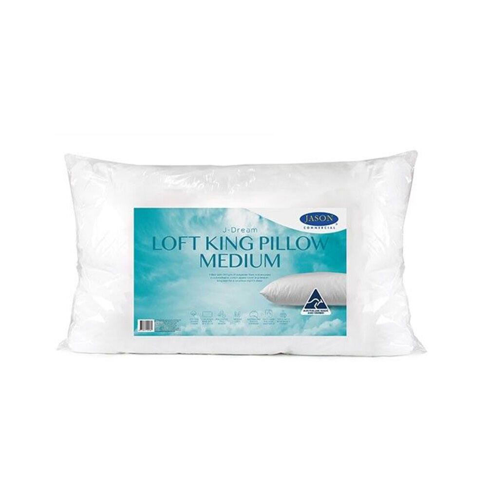 Jason Commercial J-Dream Loft King Support Pillow Medium 1100gm 50x90cm White