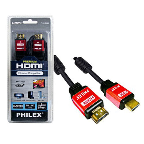 Sansai Philex 1.8m Premium Full HD 1080p HDMI Cable Connector/Cord w/ Ethernet Black — image 2