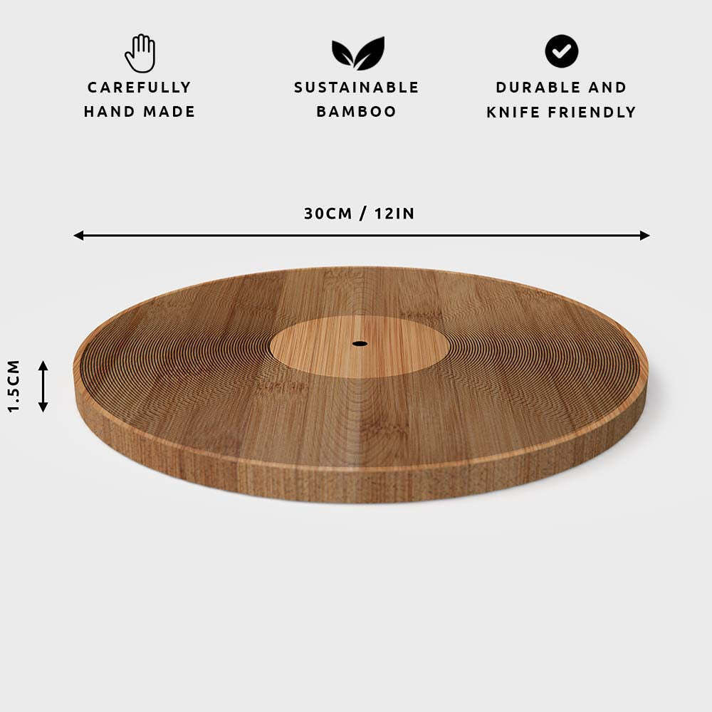 Pikkii Record 30cm Round Wooden Chopping Board Home/Kitchen Cutting Pad Brown — image 3