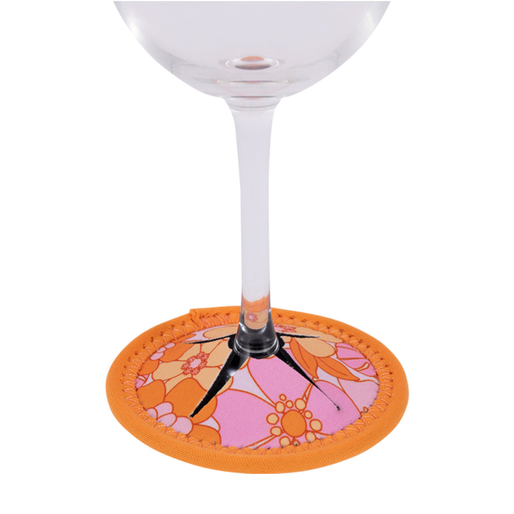 Splosh Picnic 9.5cm Retro Big Floral Wine Glass Rnd Coaster Table Protector Pad — image 4