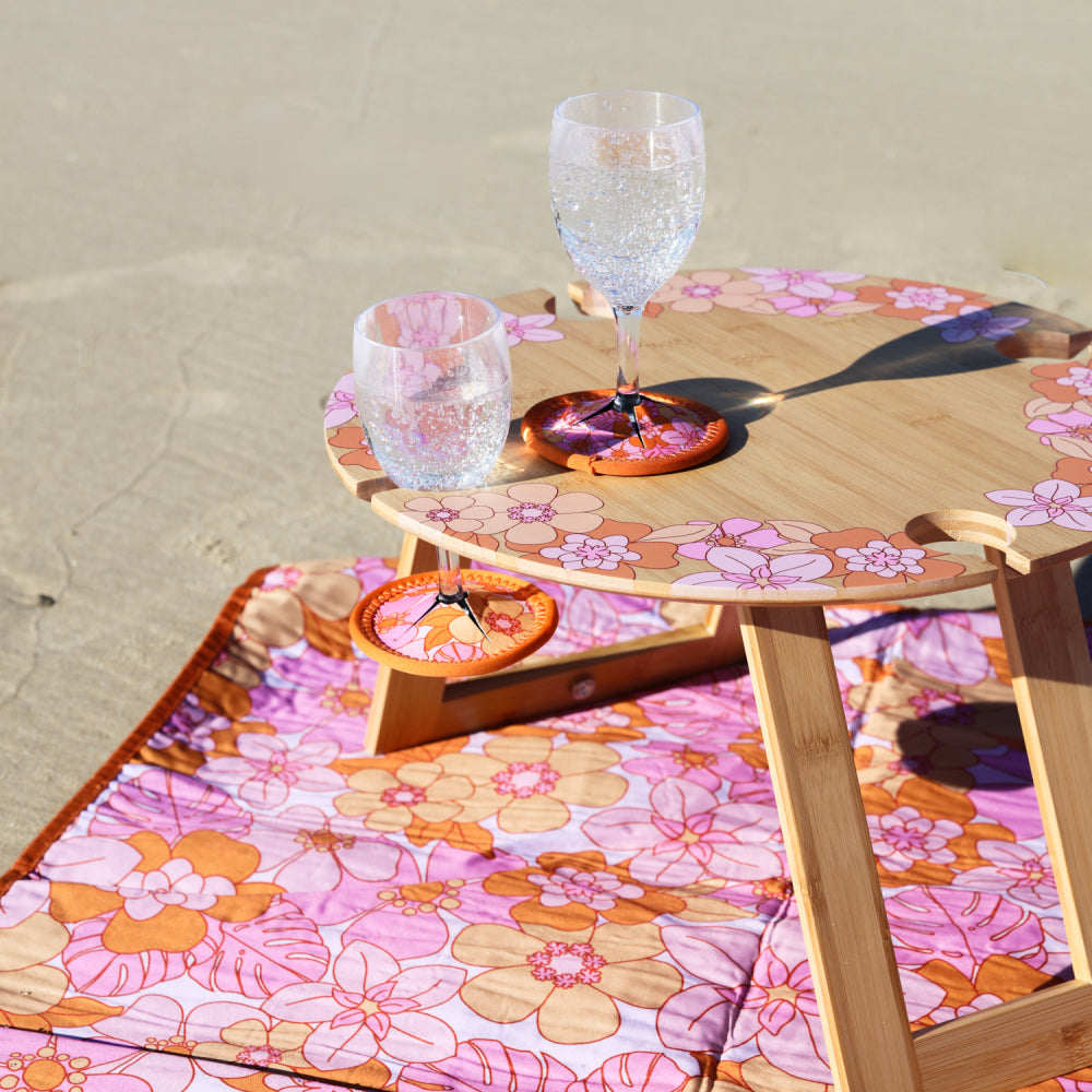 Splosh Picnic 9.5cm Retro Big Floral Wine Glass Rnd Coaster Table Protector Pad — image 5