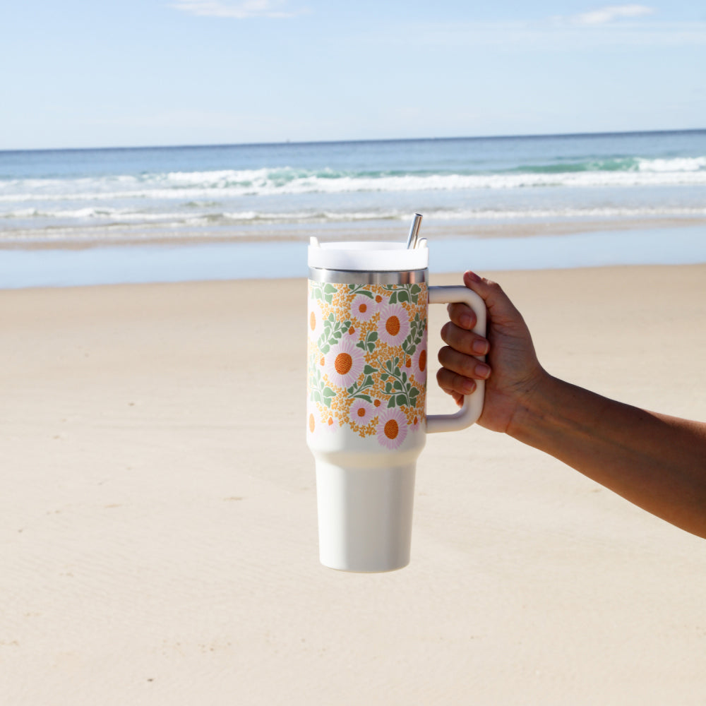 Splosh Picnic 1.2L Spring Floral Double Wall Insulated Water Tumbler w/ Straw — image 2