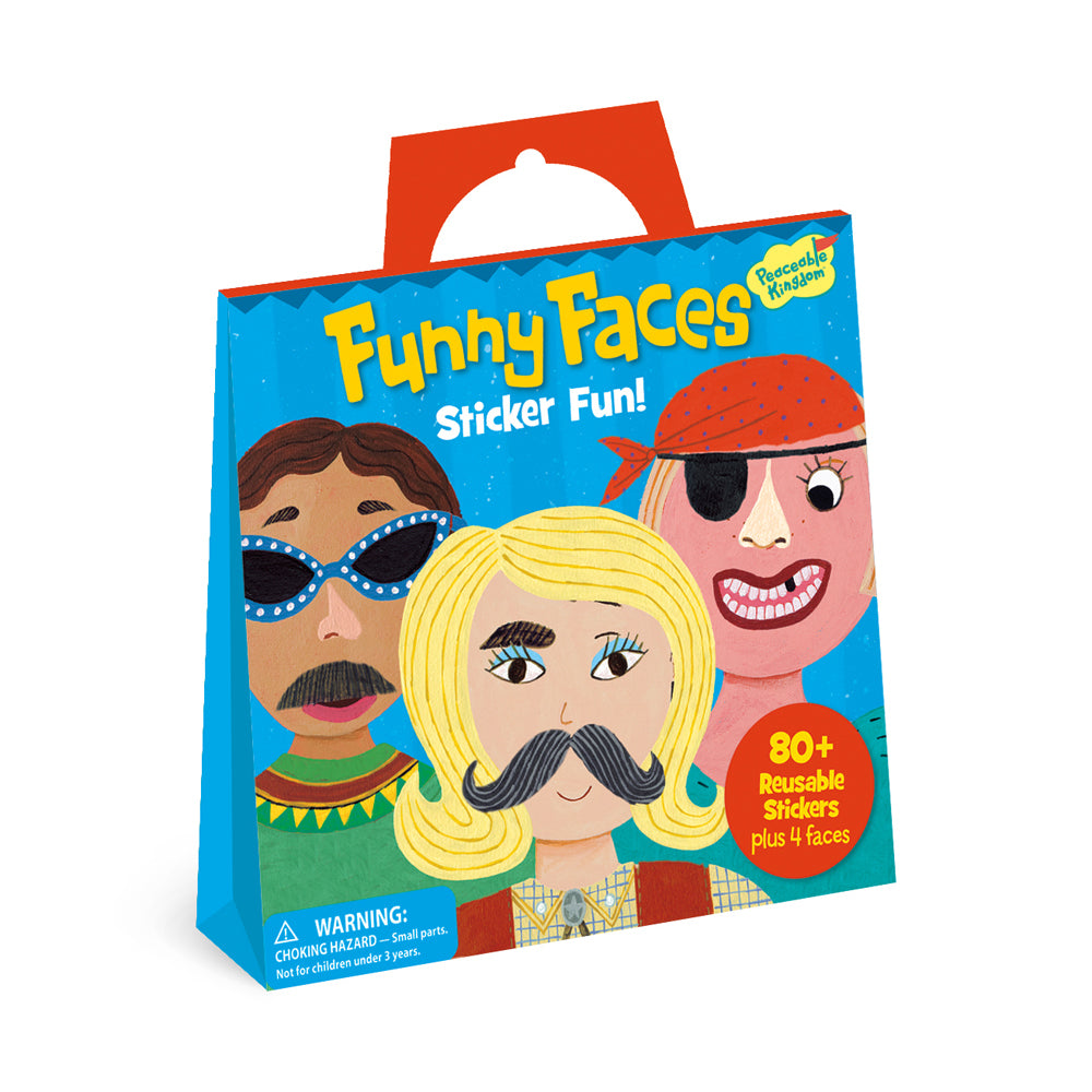 Peaceable Kingdom Reusable Cartoon Sticker Funny Faces w/ Tote Kids/Children 3y+