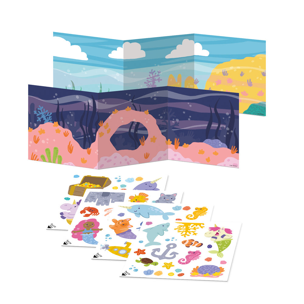 Peaceable Kingdom Kids Reusable Sticker Fun Underwater Friends Scene w/ Tote 3y+