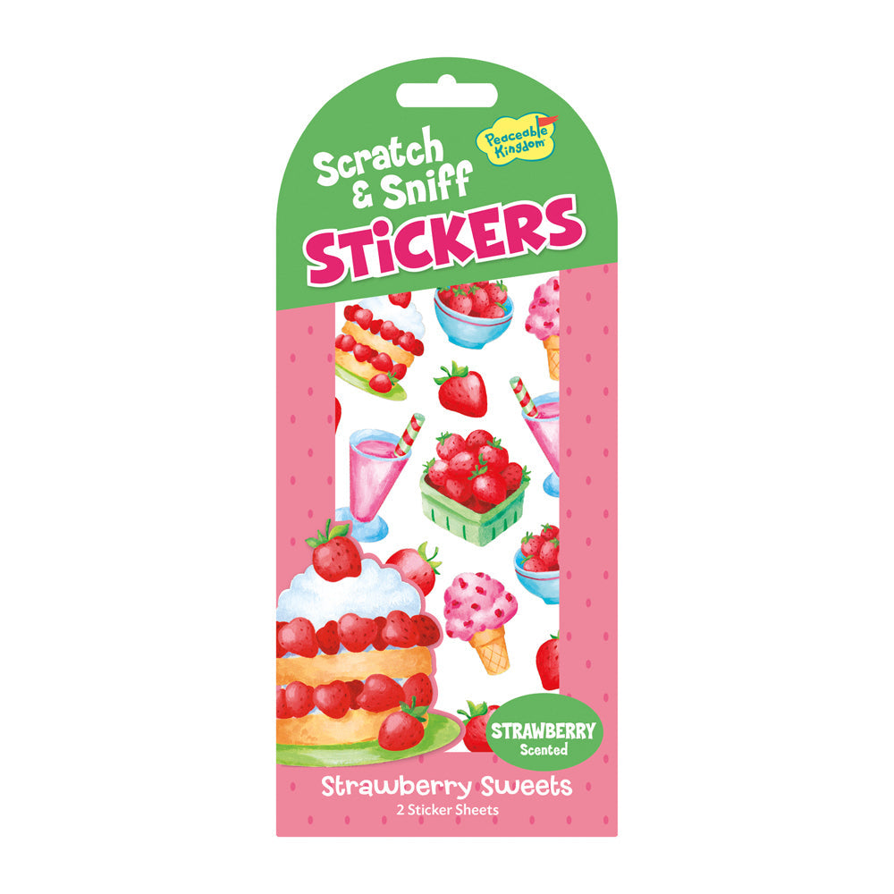 Peaceable Kingdom 2-Sheet Strawberry Sweets Sticker Fun Scratch & Sniff Kids 3+