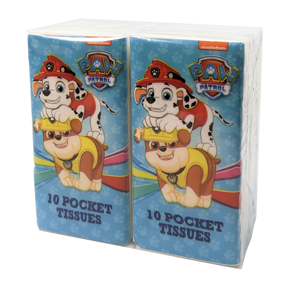 Paw Patrol 10pc Paw Patrow Kids Pocket Travel/Portable Children Facial Tissues Sheets (4 Pack)