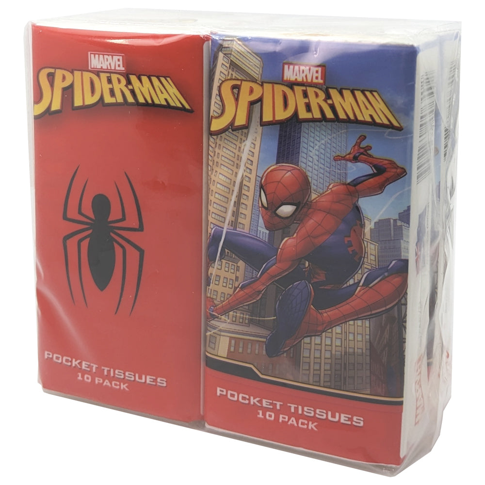 Spiderman 10pc Spiderman Kids Pocket Travel/Portable Children Soft Facial Tissues Sheet (4 Pack)