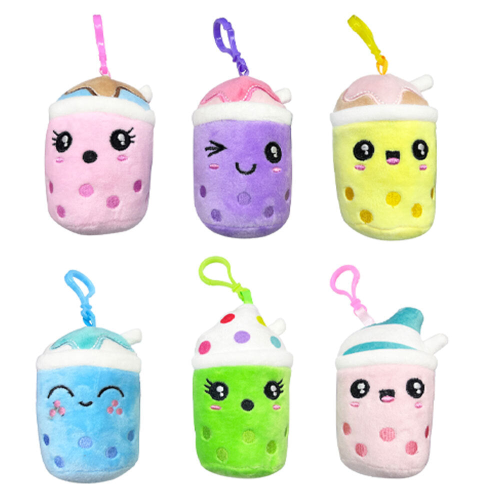 Bensons Bubble Tea Backpack Clips Kids/Childrens Soft Plush Toy 0y+ Asstd (3 Pack)
