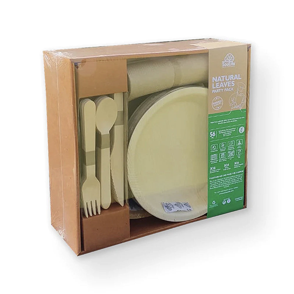 Eco Soulife Ecosoulife Disposable Natural Leaves Party Cutlery Pack (56 Pieces)
