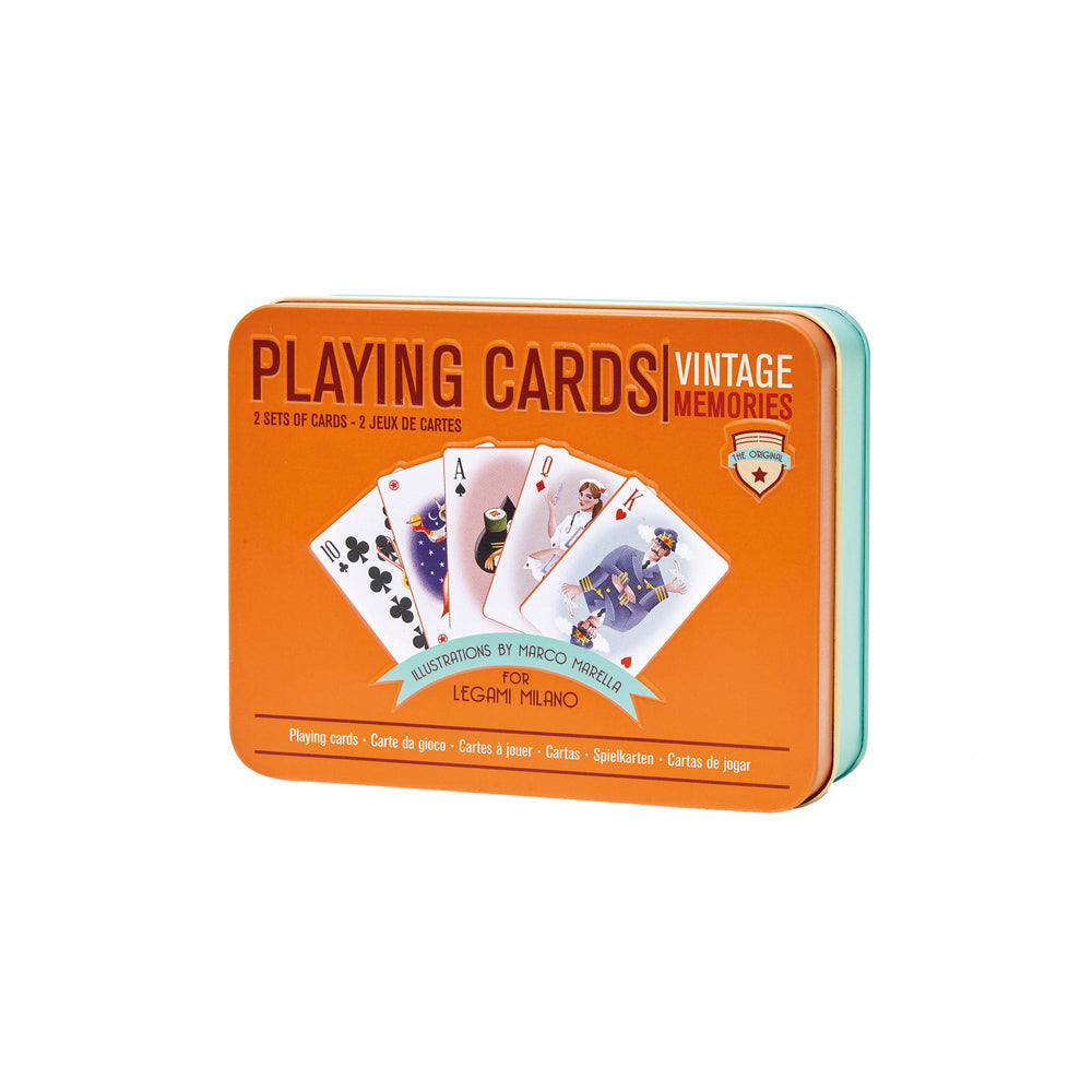 Legami Playing Cards 2-Deck Play Set w/ Tin Case Waterproof Family Poker Game (2 Pack)