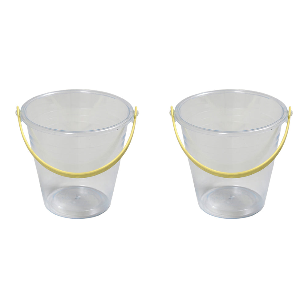 Plasto 15cm Small Transparent Bucket Sand Pit Beach Water Play Toy Kids 1y+ (2 Pack)