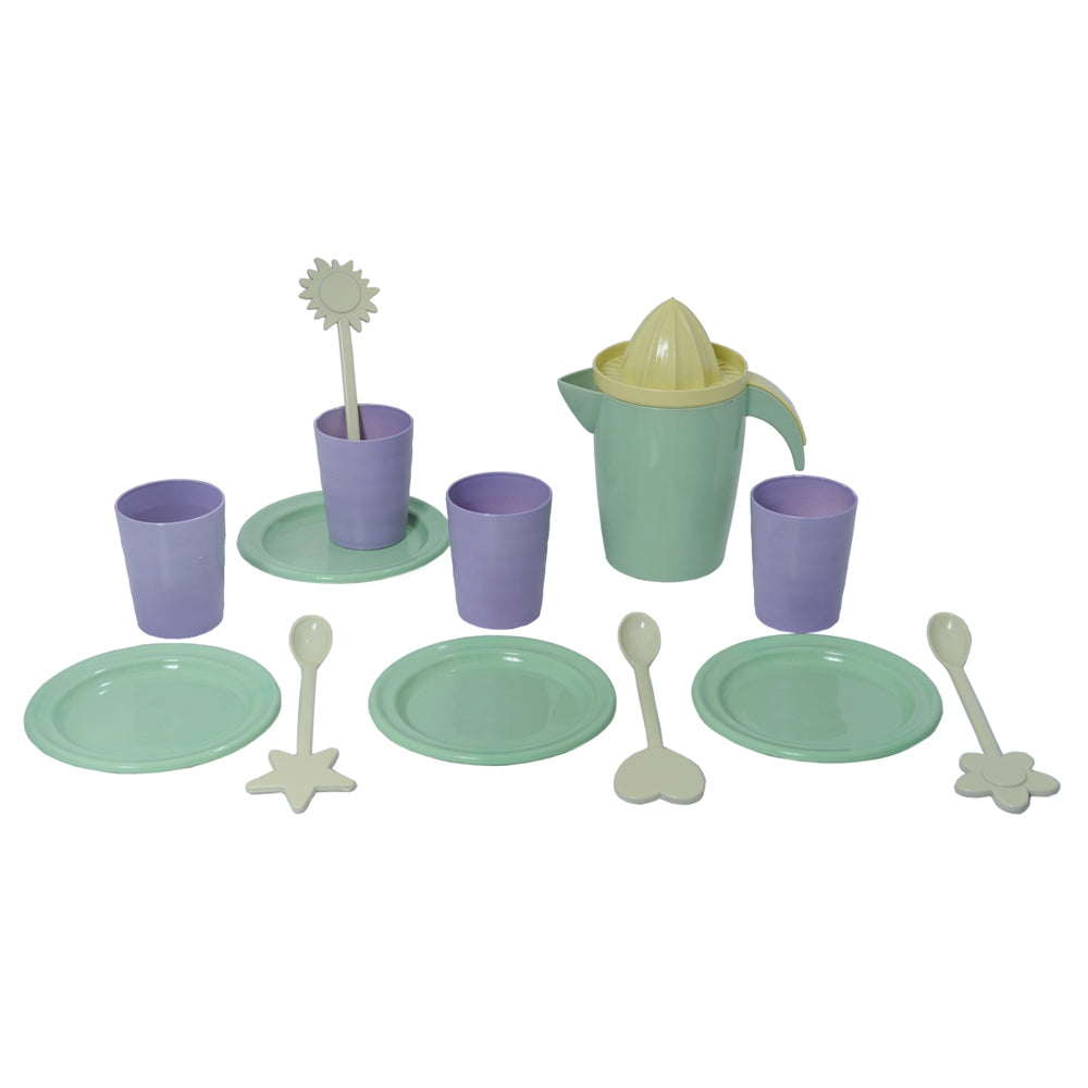 Plasto I'm Green Pitcher/Cup/Plates/Stick Juice Dinner Set Kids Toy 1y+ (14 Pieces)